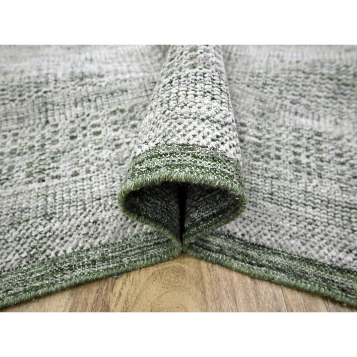 6'1" x 9'0" New Hand Knotted Green Wool Rectangle Oriental Rug - MOA10276245