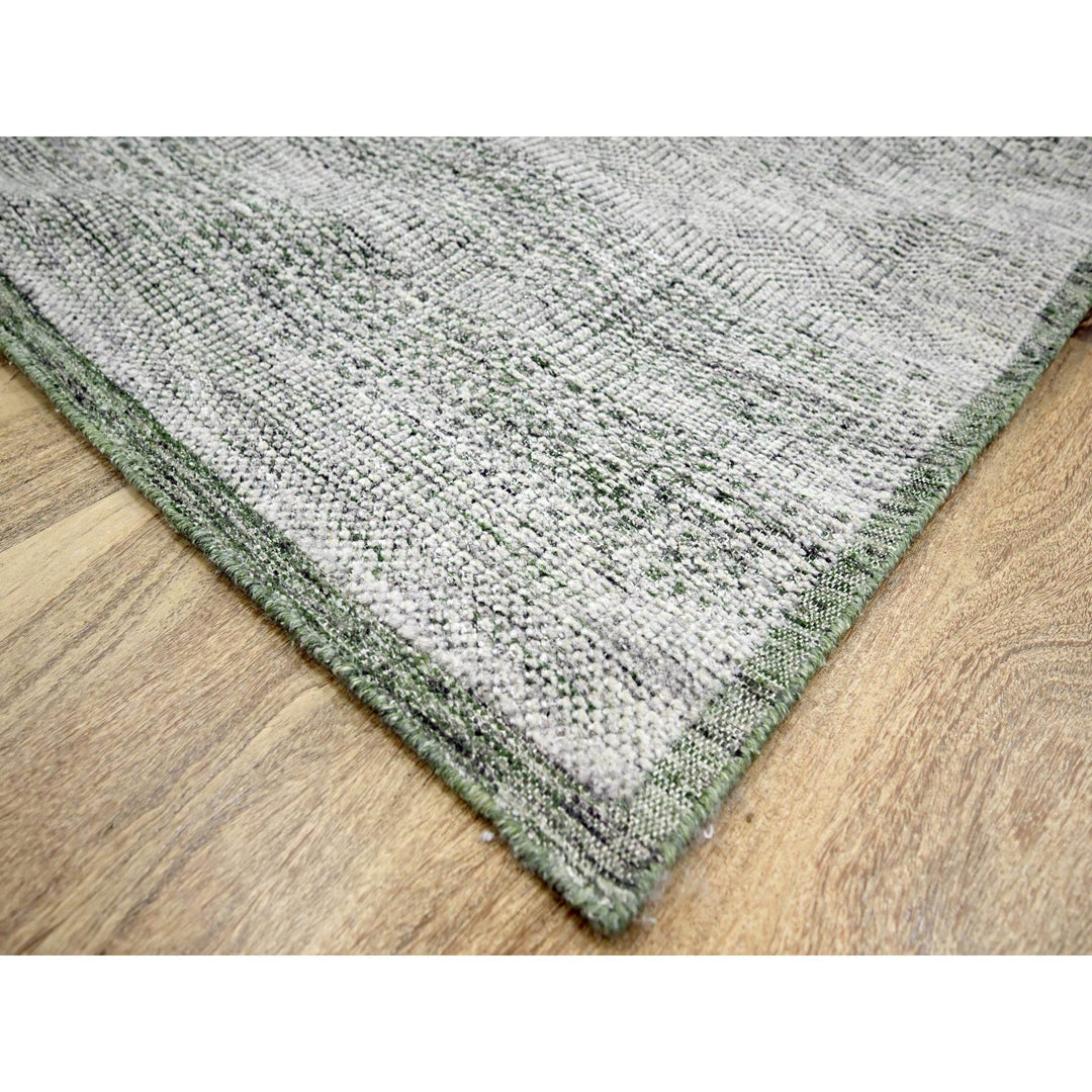 6'1" x 9'0" New Hand Knotted Green Wool Rectangle Oriental Rug - MOA10276245