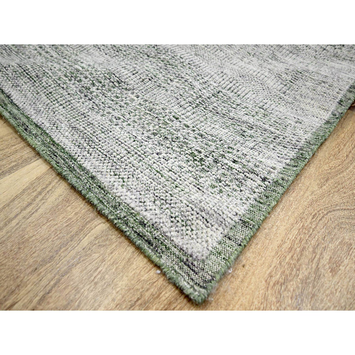 6'1" x 9'0" New Hand Knotted Green Wool Rectangle Oriental Rug - MOA10276245