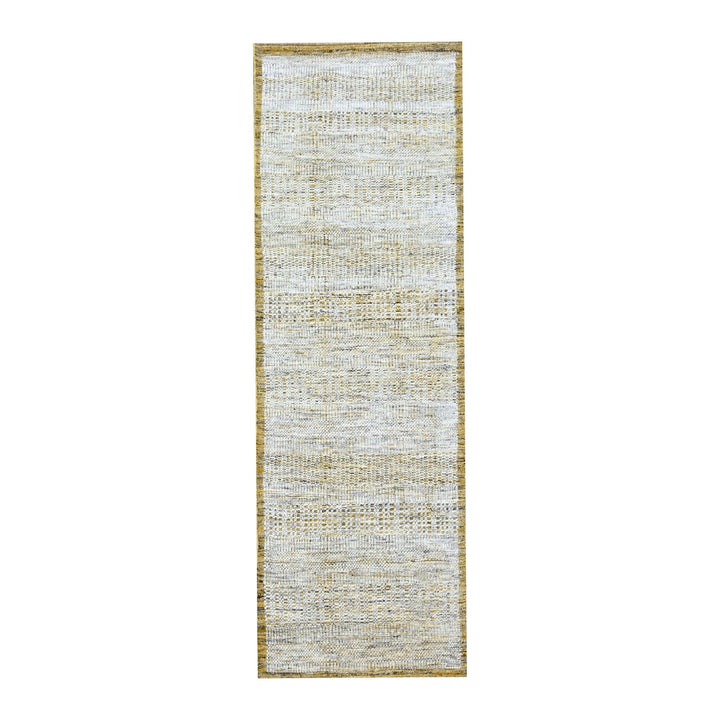 2'7" x 8'2" New Hand Knotted Yellow Wool Runner Oriental Rug - MOA10276247