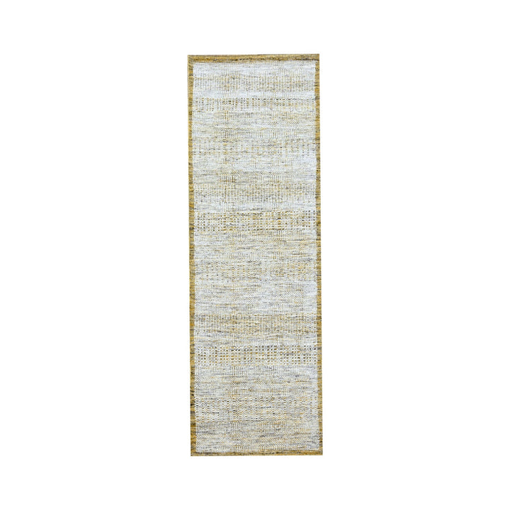 2'7" x 8'2" New Hand Knotted Yellow Wool Runner Oriental Rug - MOA10276249