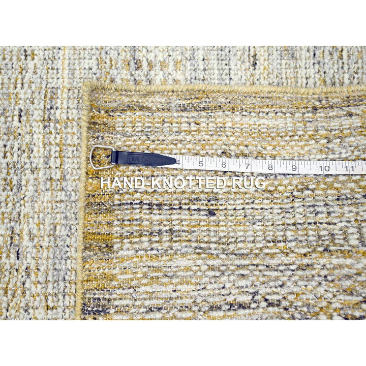 2'7" x 8'2" New Hand Knotted Yellow Wool Runner Oriental Rug - MOA10276249