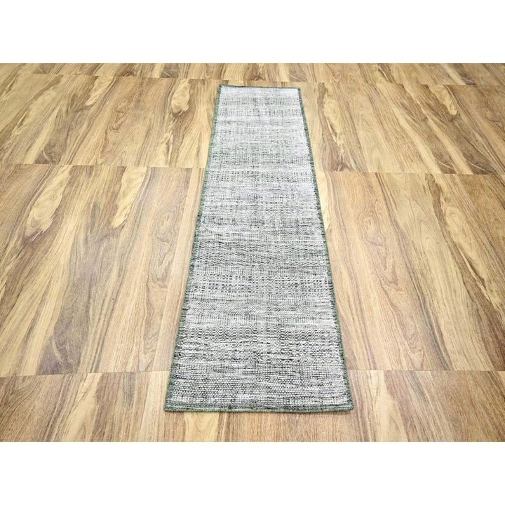 2'7" x 8'0" New Hand Knotted Green Wool Runner Oriental Rug - MOA10276251