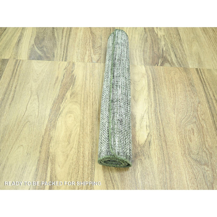 2'7" x 8'0" New Hand Knotted Green Wool Runner Oriental Rug - MOA10276251