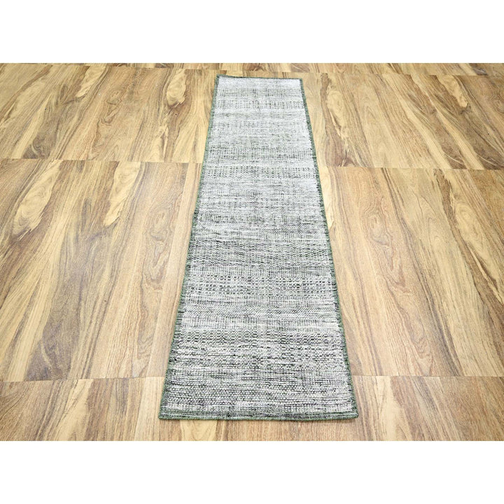2'6" x 8'0" New Hand Knotted Green Wool Runner Oriental Rug - MOA10276252