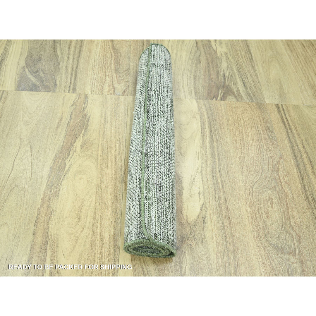 2'6" x 8'0" New Hand Knotted Green Wool Runner Oriental Rug - MOA10276252