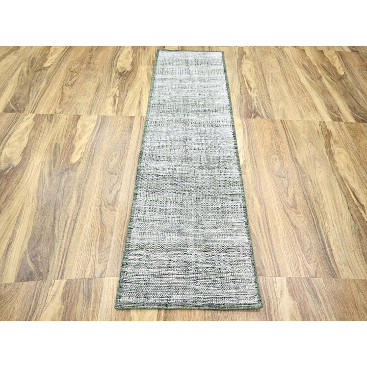 2'3" x 7'11" New Hand Knotted Green Wool Runner Oriental Rug - MOA10276253