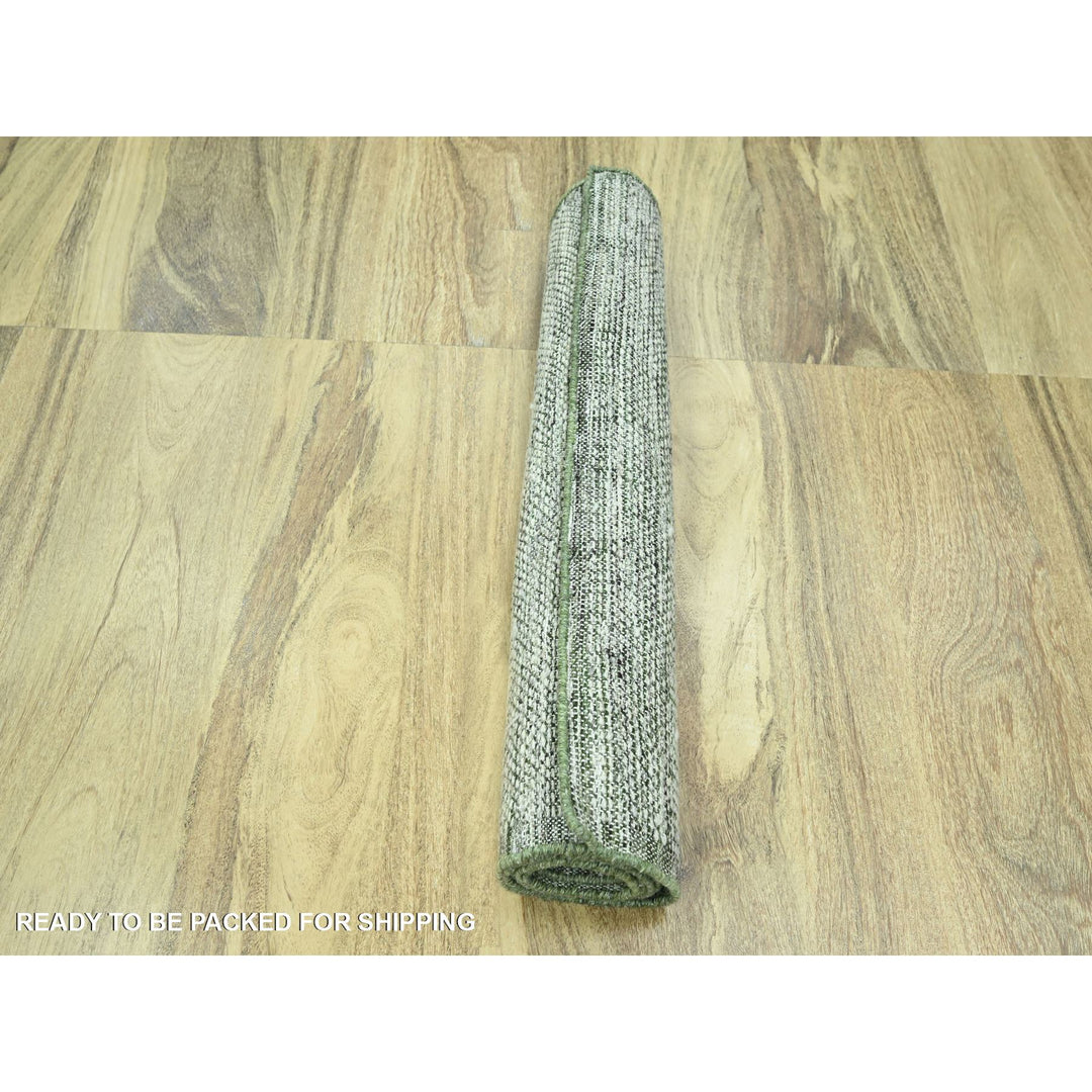 2'3" x 7'11" New Hand Knotted Green Wool Runner Oriental Rug - MOA10276253