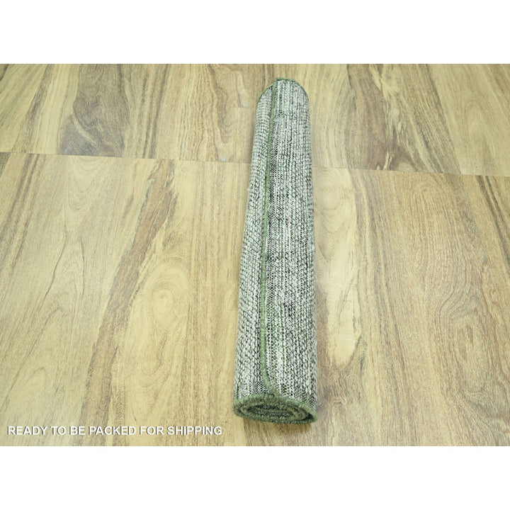 2'3" x 7'11" New Hand Knotted Green Wool Runner Oriental Rug - MOA10276253