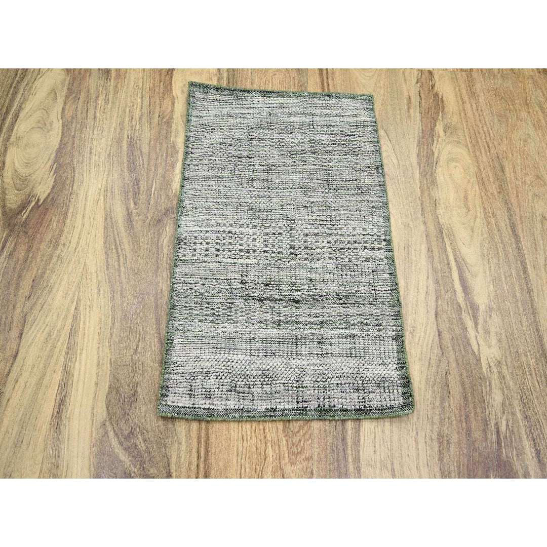 2'0" x 3'0" New Hand Knotted Green Wool Rectangle Oriental Rug - MOA10276254