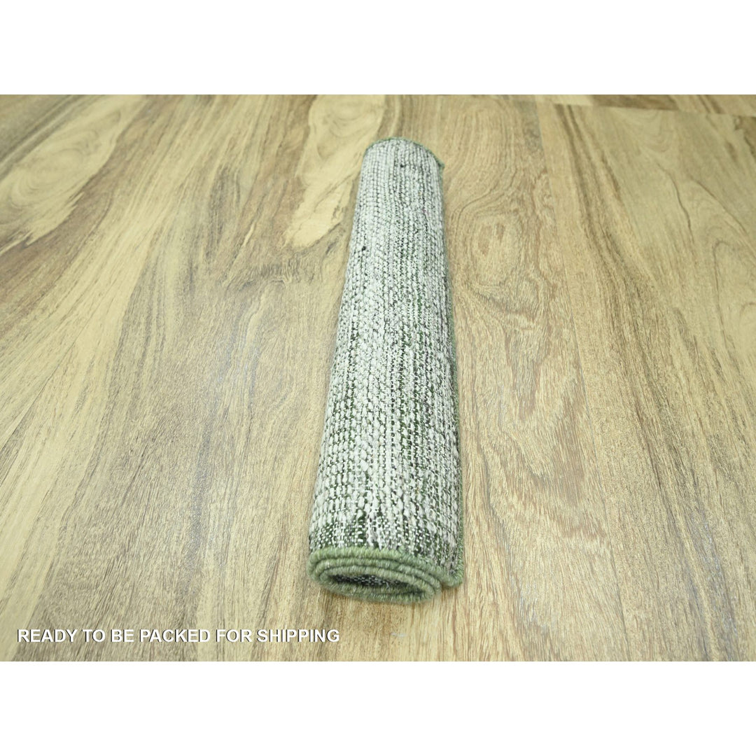 2'0" x 3'0" New Hand Knotted Green Wool Rectangle Oriental Rug - MOA10276254