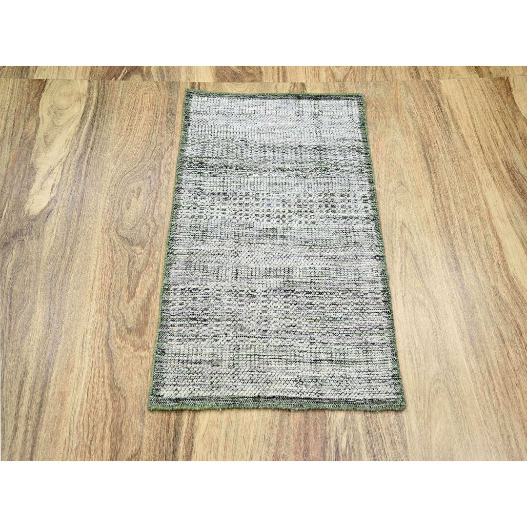 2'0" x 3'0" New Hand Knotted Green Wool Rectangle Oriental Rug - MOA10276255