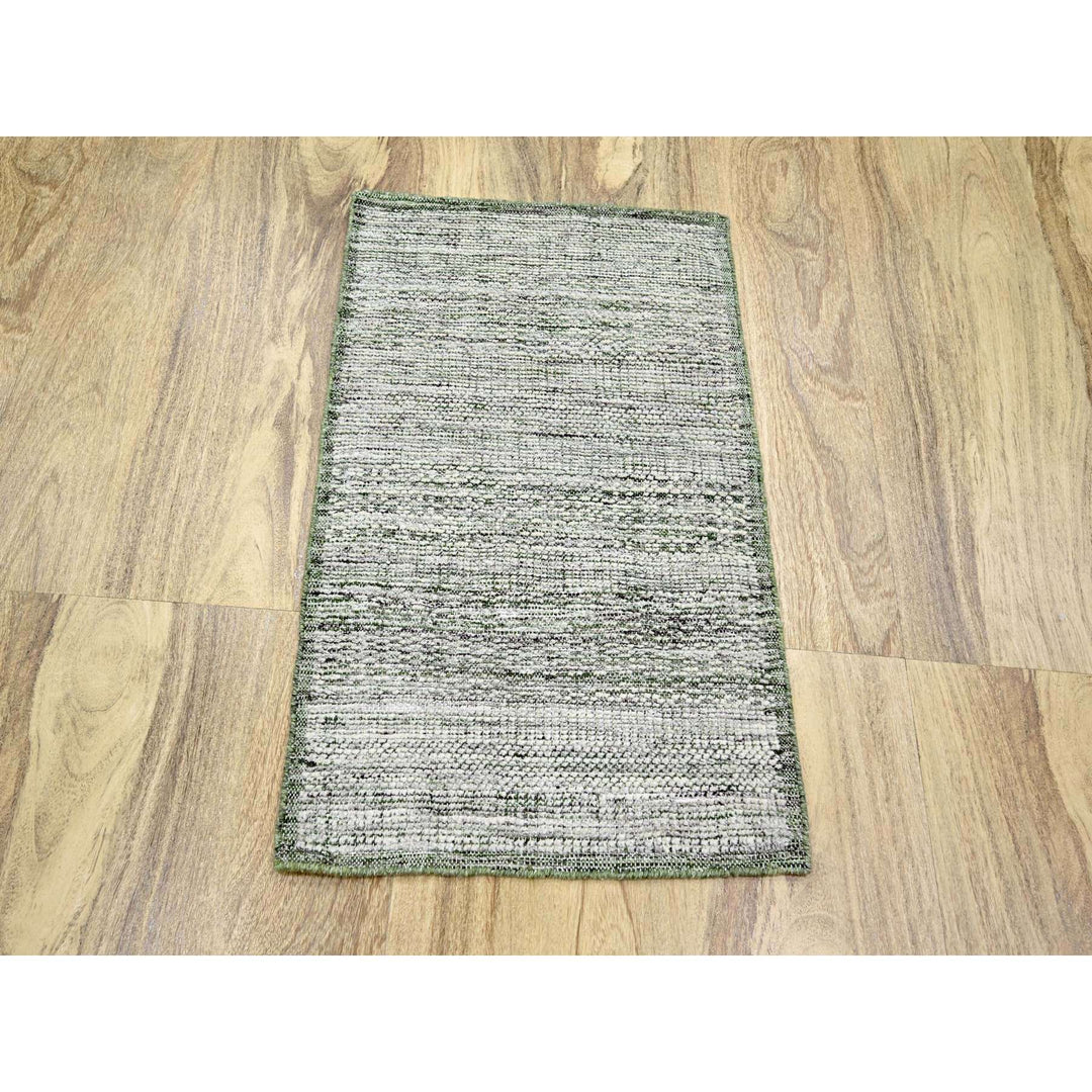 2'0" x 3'0" New Hand Knotted Green Wool Rectangle Oriental Rug - MOA10276257