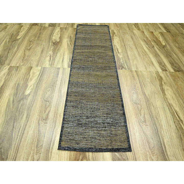 2'6" x 8'0" New Hand Knotted Brown Wool Runner Oriental Rug - MOA10276266