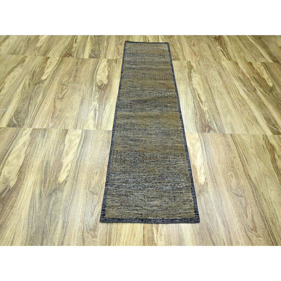 2'6" x 8'0" New Hand Knotted Brown Wool Runner Oriental Rug - MOA10276267