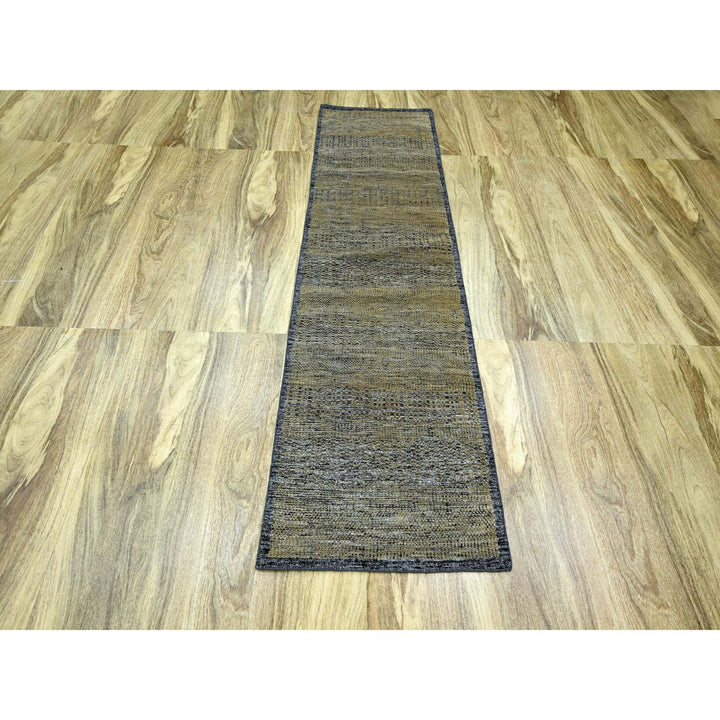 2'6" x 8'0" New Hand Knotted Brown Wool Runner Oriental Rug - MOA10276267