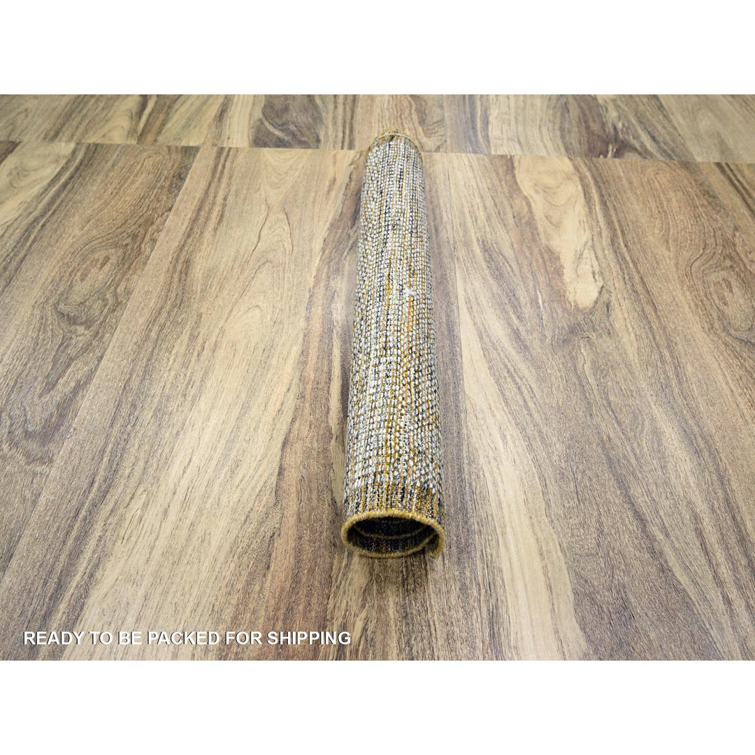 2'8" x 6'0" New Hand Knotted Yellow Wool Runner Oriental Rug - MOA10276272