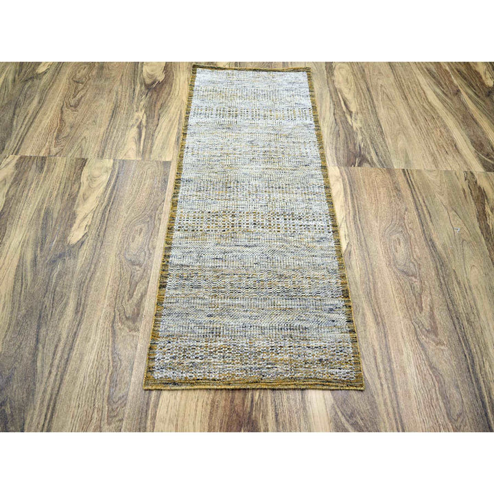 2'8" x 6'0" New Hand Knotted Yellow Wool Runner Oriental Rug - MOA10276274