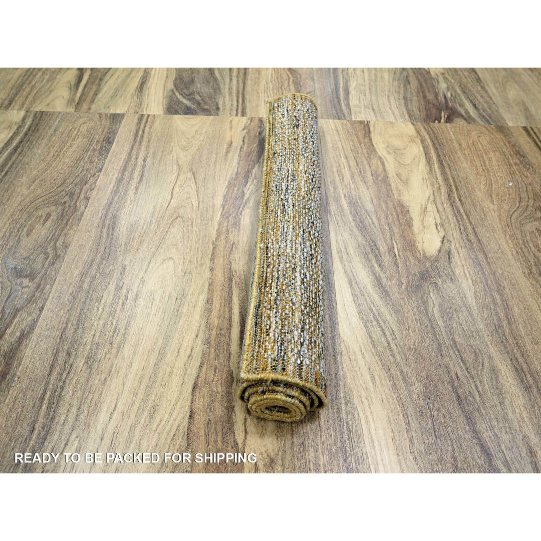 2'8" x 6'0" New Hand Knotted Yellow Wool Runner Oriental Rug - MOA10276274