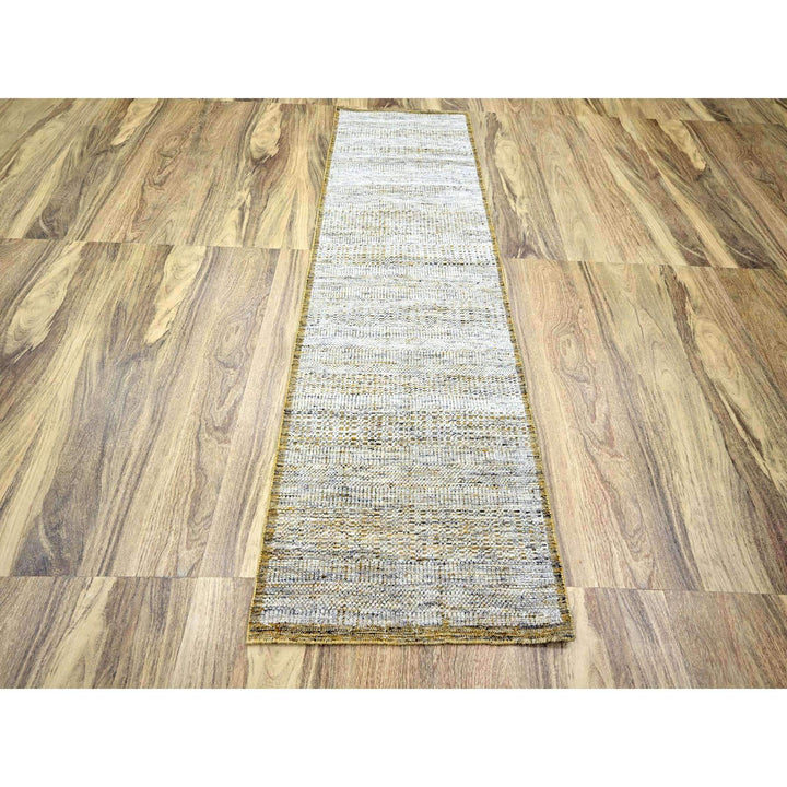 2'8" x 8'2" New Hand Knotted Yellow Wool Runner Oriental Rug - MOA10276275