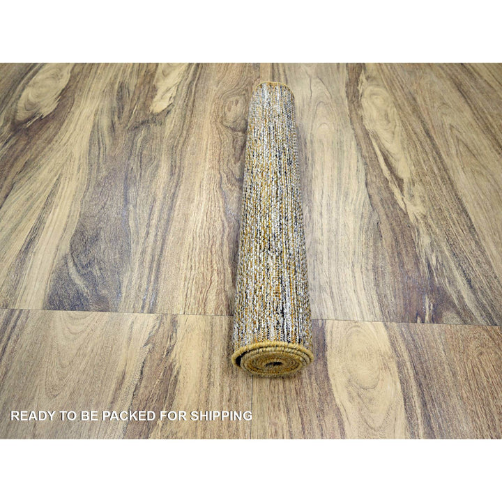 2'8" x 8'2" New Hand Knotted Yellow Wool Runner Oriental Rug - MOA10276275