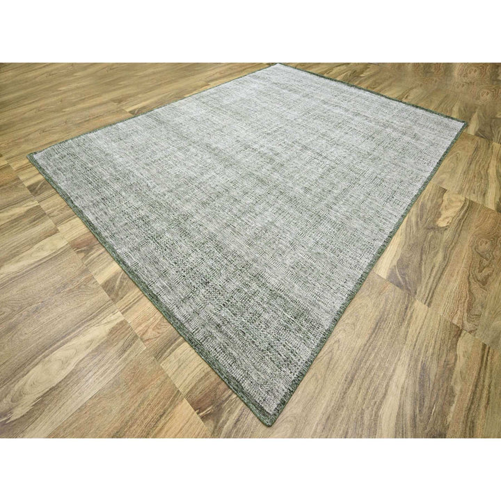 9'0" x 12'1" New Hand Knotted Green Wool Rectangle Oriental Rug - MOA10276276