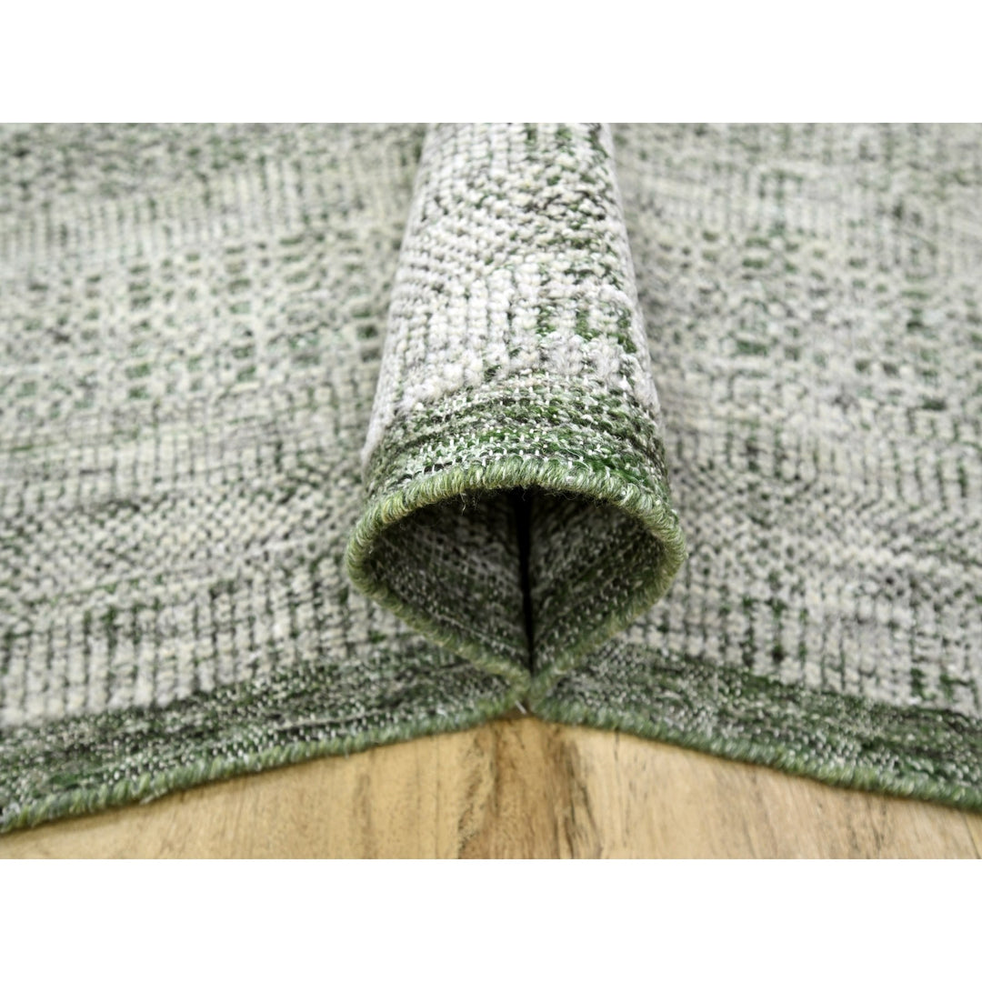 9'0" x 12'1" New Hand Knotted Green Wool Rectangle Oriental Rug - MOA10276276