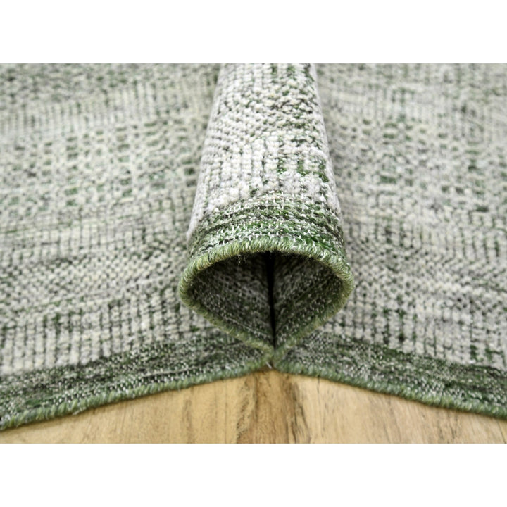 9'0" x 12'1" New Hand Knotted Green Wool Rectangle Oriental Rug - MOA10276276