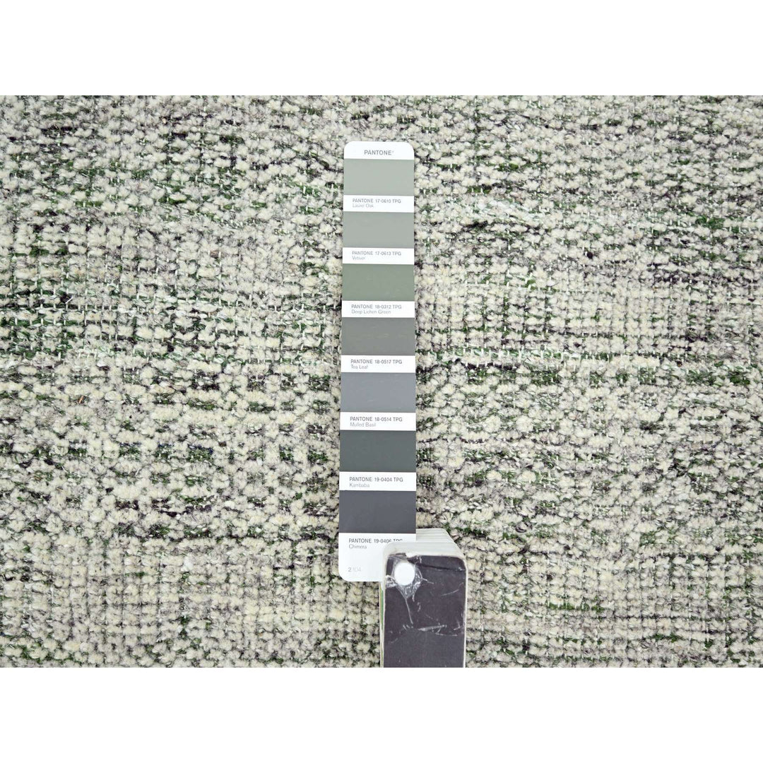 9'0" x 12'1" New Hand Knotted Green Wool Rectangle Oriental Rug - MOA10276276