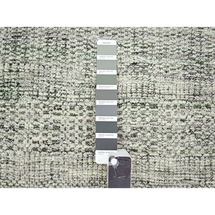 9'0" x 12'1" New Hand Knotted Green Wool Rectangle Oriental Rug - MOA10276276