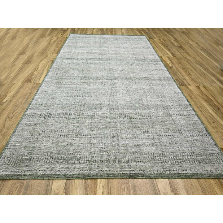 9'9" x 13'10" New Hand Knotted Green Wool Rectangle Oriental Rug - MOA10276277
