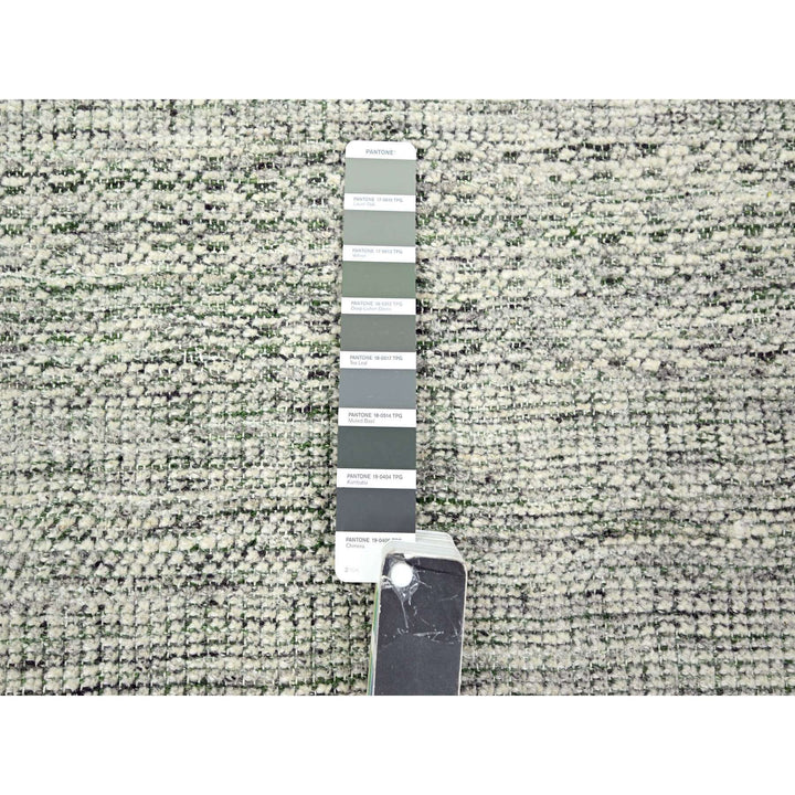 9'9" x 13'10" New Hand Knotted Green Wool Rectangle Oriental Rug - MOA10276277