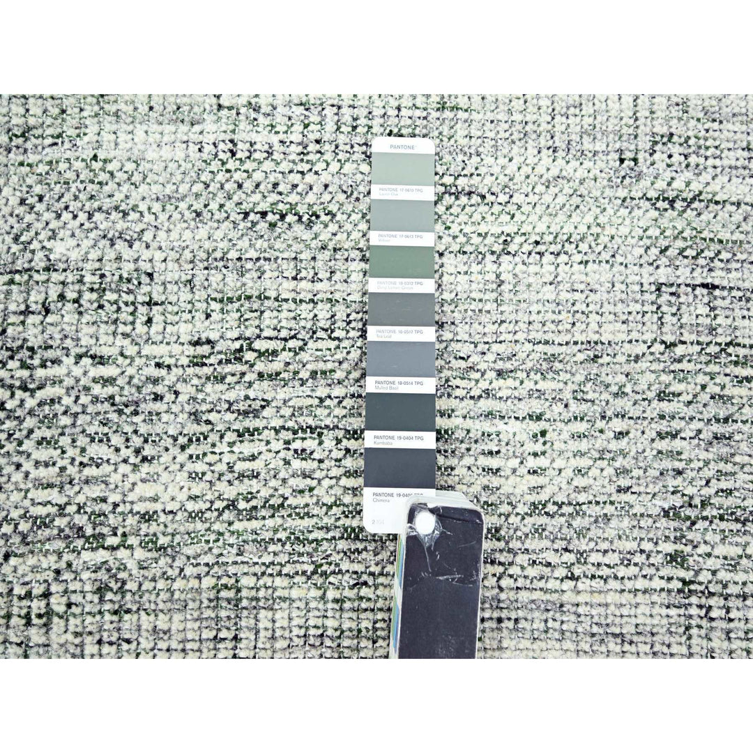 9'10" x 10'2" New Hand Knotted Green Wool Square Oriental Rug - MOA10276279