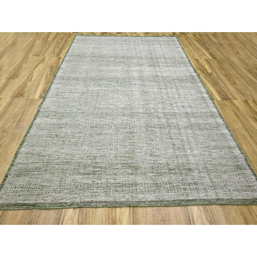 9'0" x 11'10" New Hand Knotted Green Wool Rectangle Oriental Rug - MOA10276280