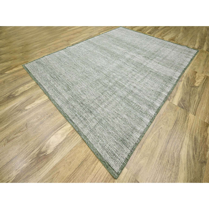 9'0" x 11'10" New Hand Knotted Green Wool Rectangle Oriental Rug - MOA10276280