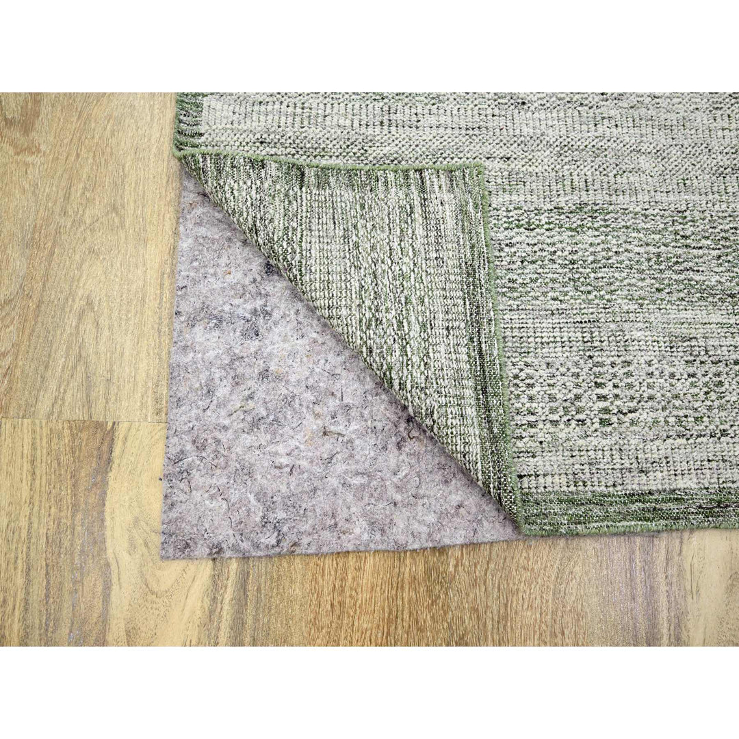 9'0" x 11'10" New Hand Knotted Green Wool Rectangle Oriental Rug - MOA10276280