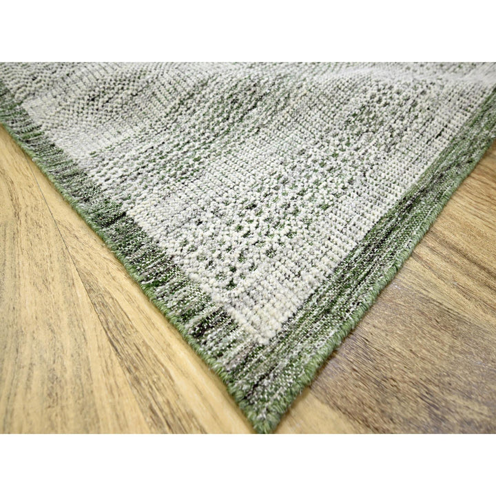 9'0" x 11'10" New Hand Knotted Green Wool Rectangle Oriental Rug - MOA10276280