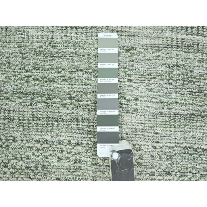 9'0" x 11'10" New Hand Knotted Green Wool Rectangle Oriental Rug - MOA10276280