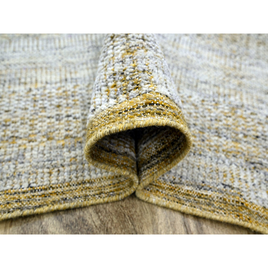6'0" x 9'2" New Hand Knotted Yellow Wool Rectangle Oriental Rug - MOA10276292