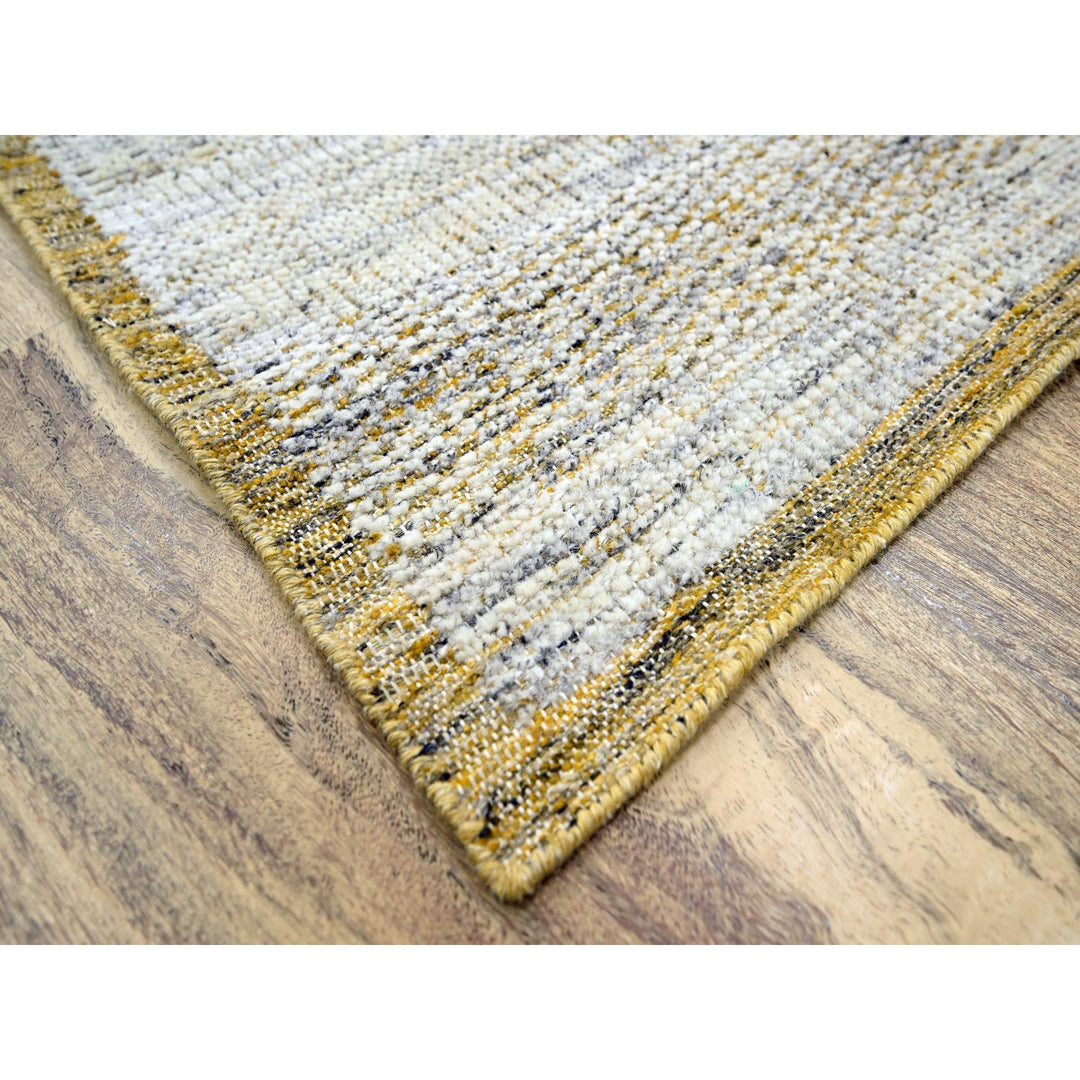 6'0" x 9'2" New Hand Knotted Yellow Wool Rectangle Oriental Rug - MOA10276292