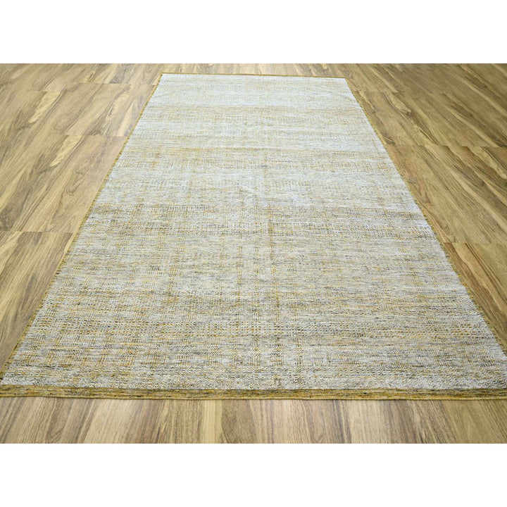 8'10" x 12'3" New Hand Knotted Yellow Wool Rectangle Oriental Rug - MOA10276294