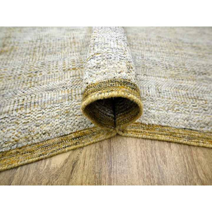 8'10" x 12'3" New Hand Knotted Yellow Wool Rectangle Oriental Rug - MOA10276294