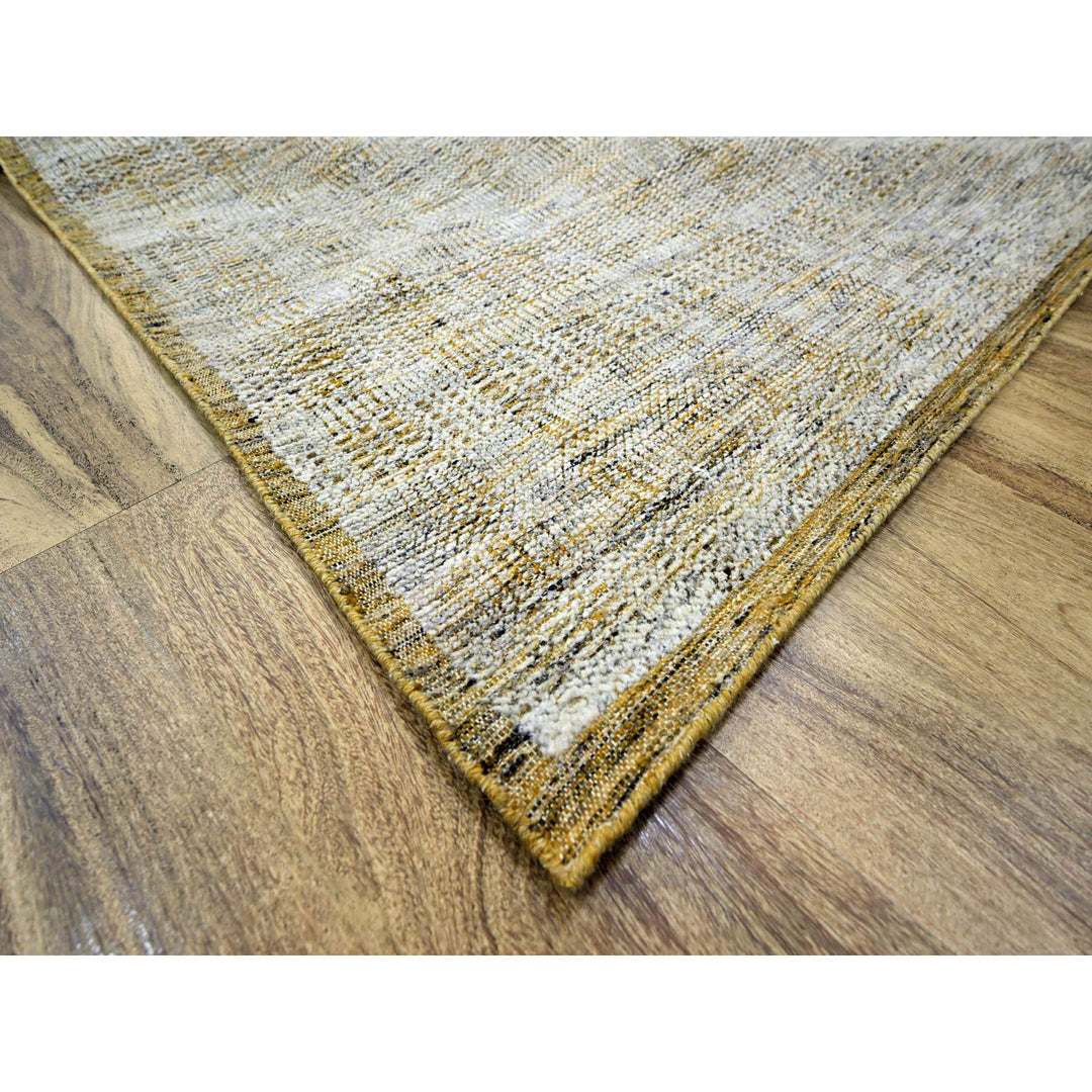 8'10" x 12'3" New Hand Knotted Yellow Wool Rectangle Oriental Rug - MOA10276294