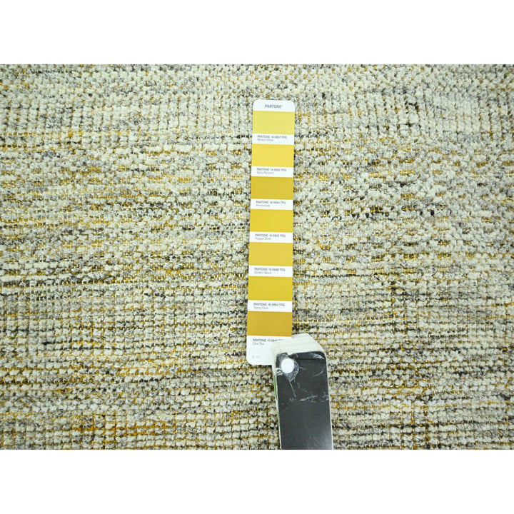 8'10" x 12'3" New Hand Knotted Yellow Wool Rectangle Oriental Rug - MOA10276294