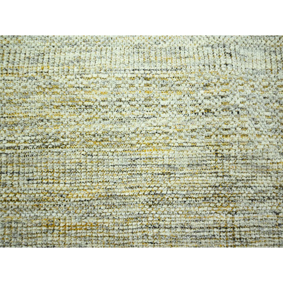 8'10" x 12'3" New Hand Knotted Yellow Wool Rectangle Oriental Rug - MOA10276294