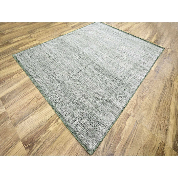 8'0" x 9'10" New Hand Knotted Green Wool Rectangle Oriental Rug - MOA10276300