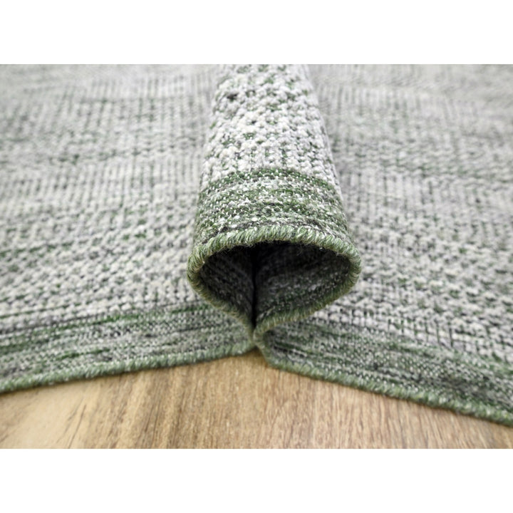 8'0" x 9'10" New Hand Knotted Green Wool Rectangle Oriental Rug - MOA10276300