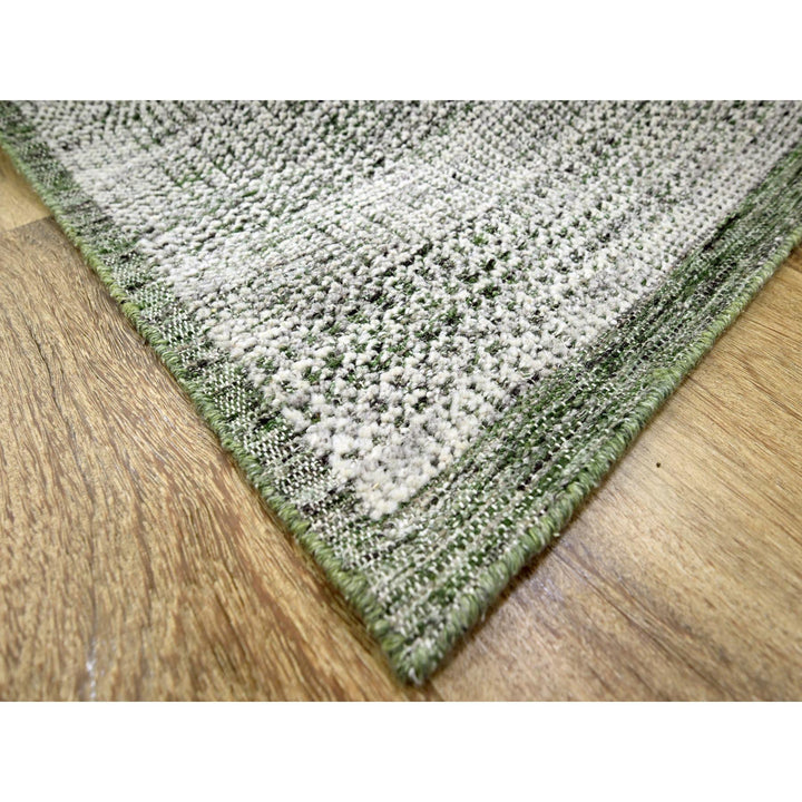 8'0" x 9'10" New Hand Knotted Green Wool Rectangle Oriental Rug - MOA10276300
