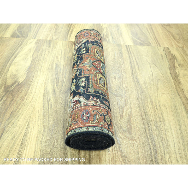 2'7" x 9'11" New Hand Knotted Blue Wool Runner Oriental Rug - MOA10276301
