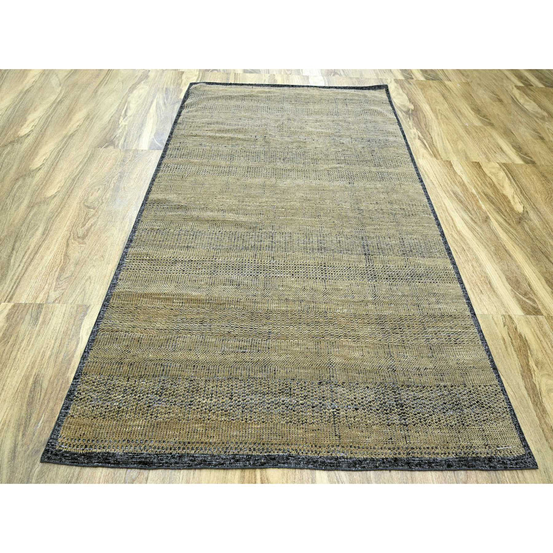 6'0" x 9'3" New Hand Knotted Brown Wool Rectangle Oriental Rug - MOA10276302